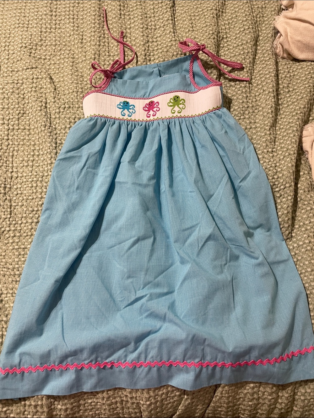 Girls' Light Blue Octopus smocked Sundress